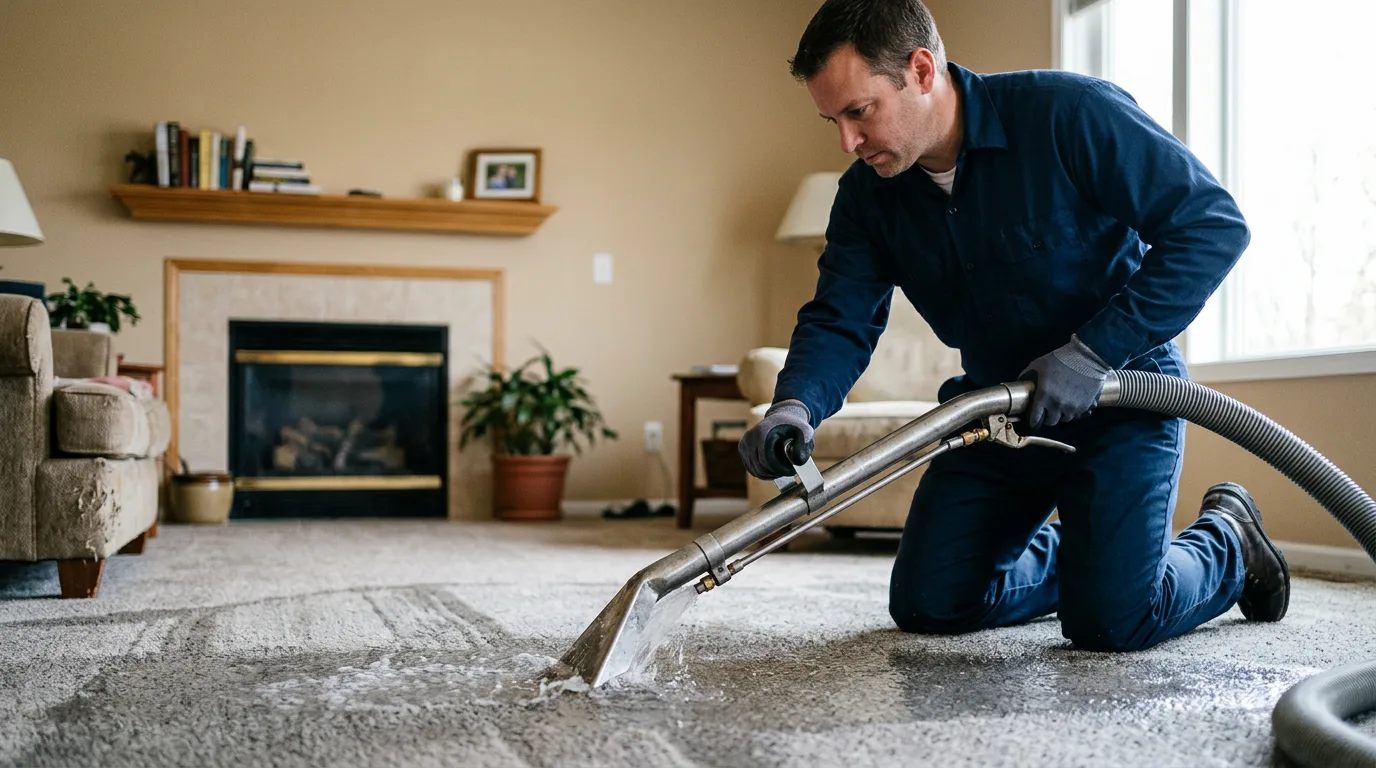 Water damage restoration technician working near North Hampton, OH